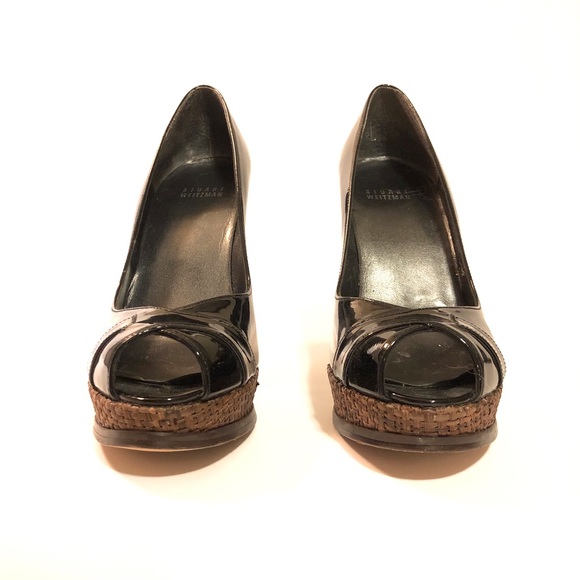 Stuart Weitzman Patent Leather Peep Toe Pumps, 7.5 - Picture 3 of 9